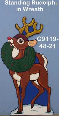 C9119Standing Rudolph in Wreath